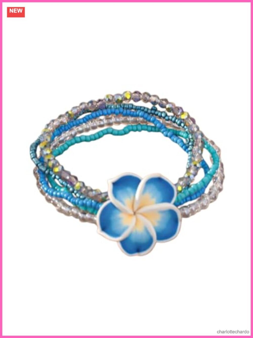 Handmade Clay Beaded Bracelet Cute Flower Seed Beads Elastic Summer Beach